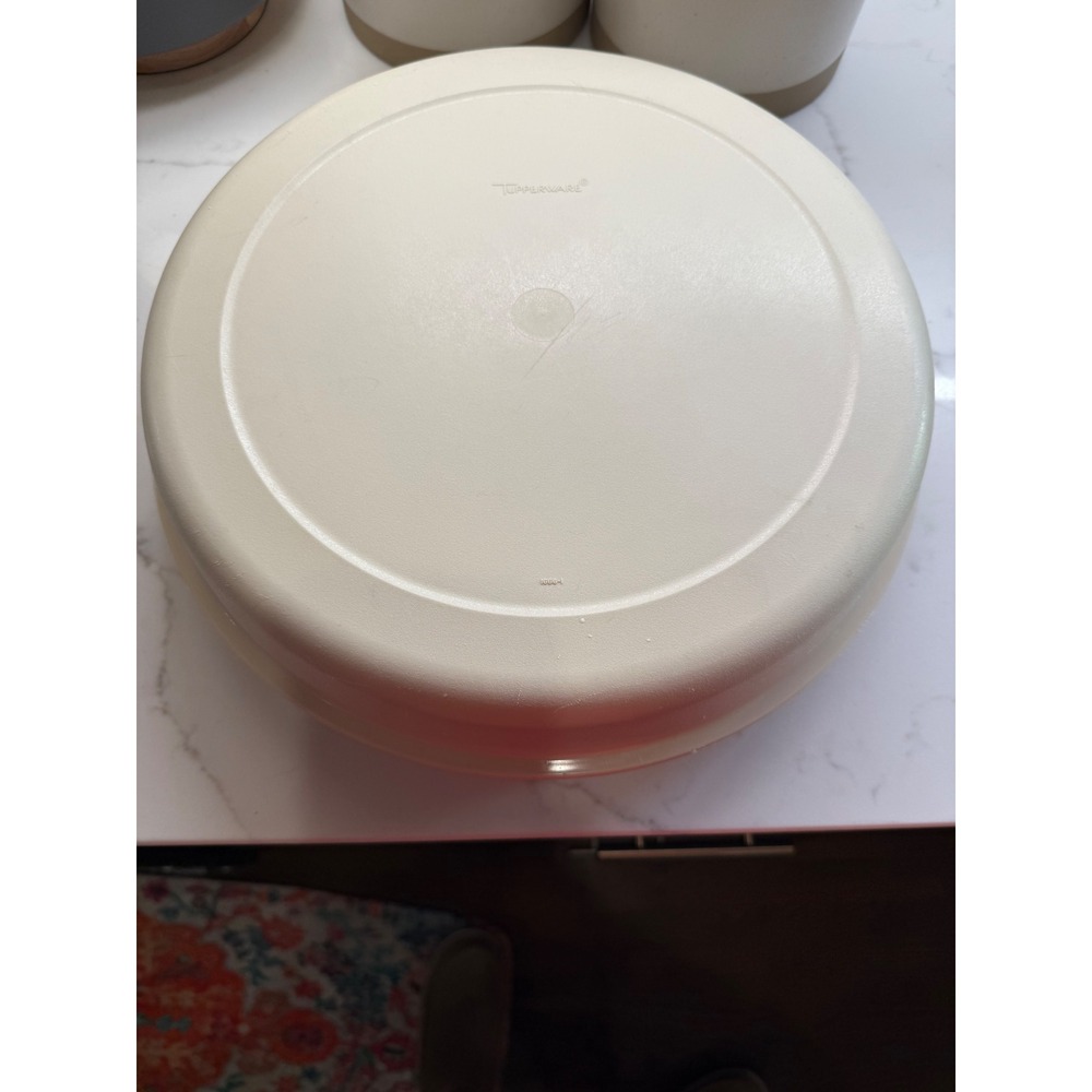 Vintage Tupperware Beige Round 6 Section Divided Serving Party Platter